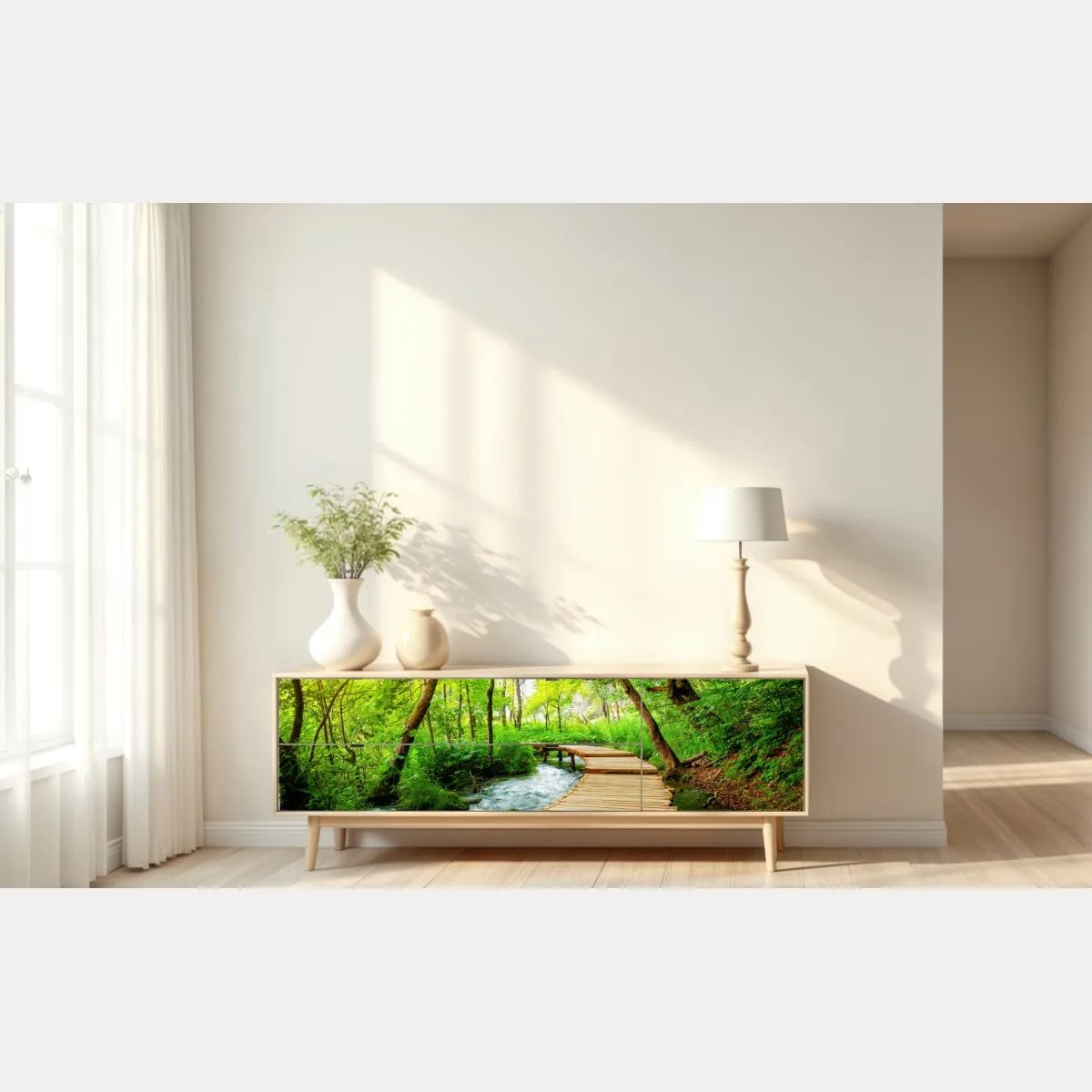 Naklejka repozycjonowalna drewniany pomost w Plitwickich Jeziorach – Wallissimo® Naklejka repozycjonowalna drewniany pomost w Plitwickich Jeziorach – Wallissimo®