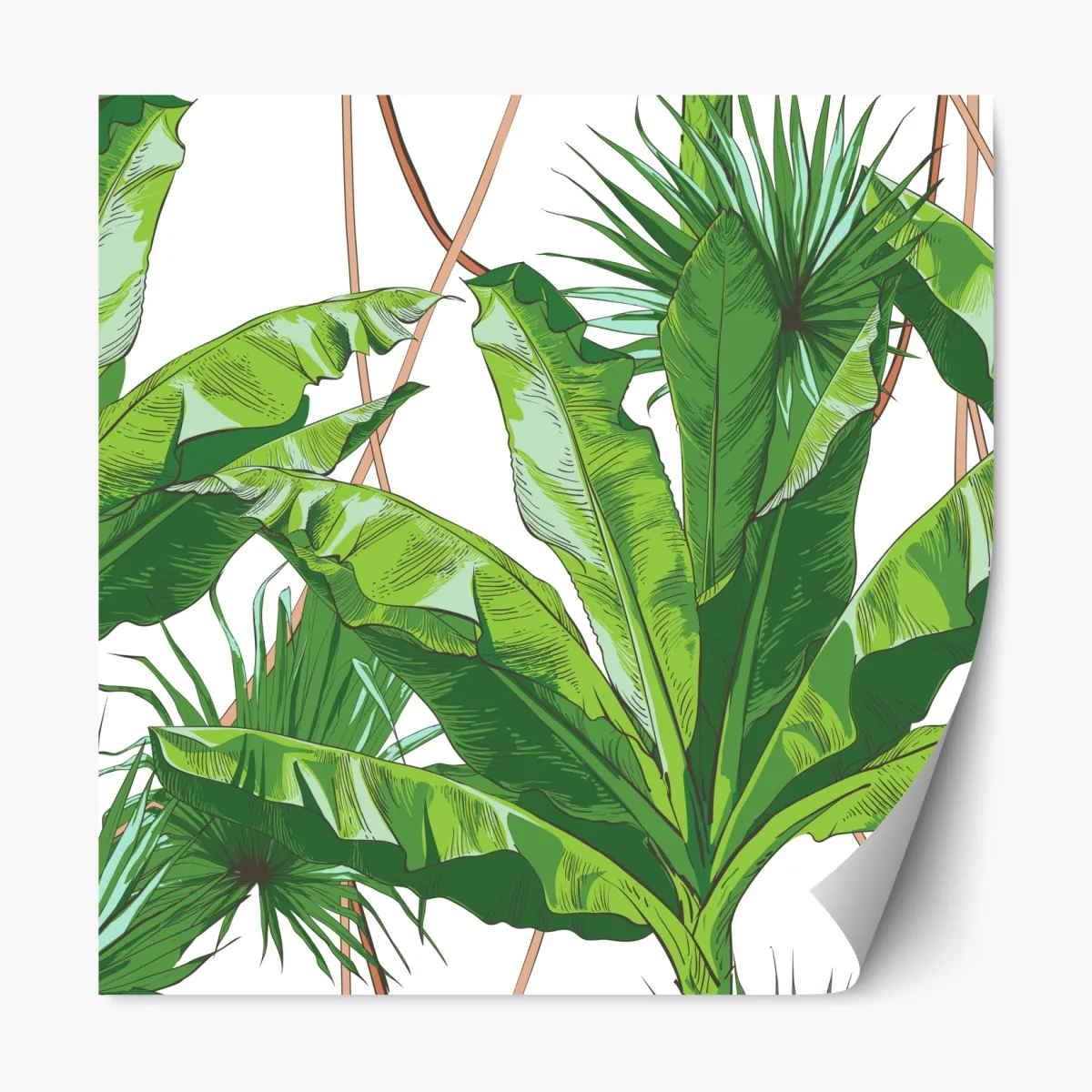 Naklejka repozycjonowalna bujny wzór liści bananowca – Wallissimo® Naklejka repozycjonowalna bujny wzór liści bananowca – Wallissimo®