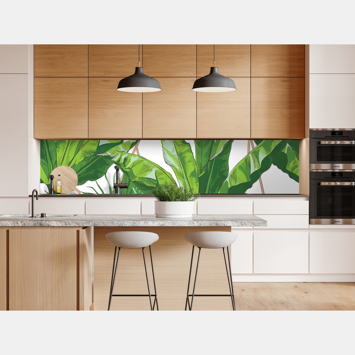 Naklejka repozycjonowalna bujny wzór liści bananowca – Wallissimo® Naklejka repozycjonowalna bujny wzór liści bananowca – Wallissimo®