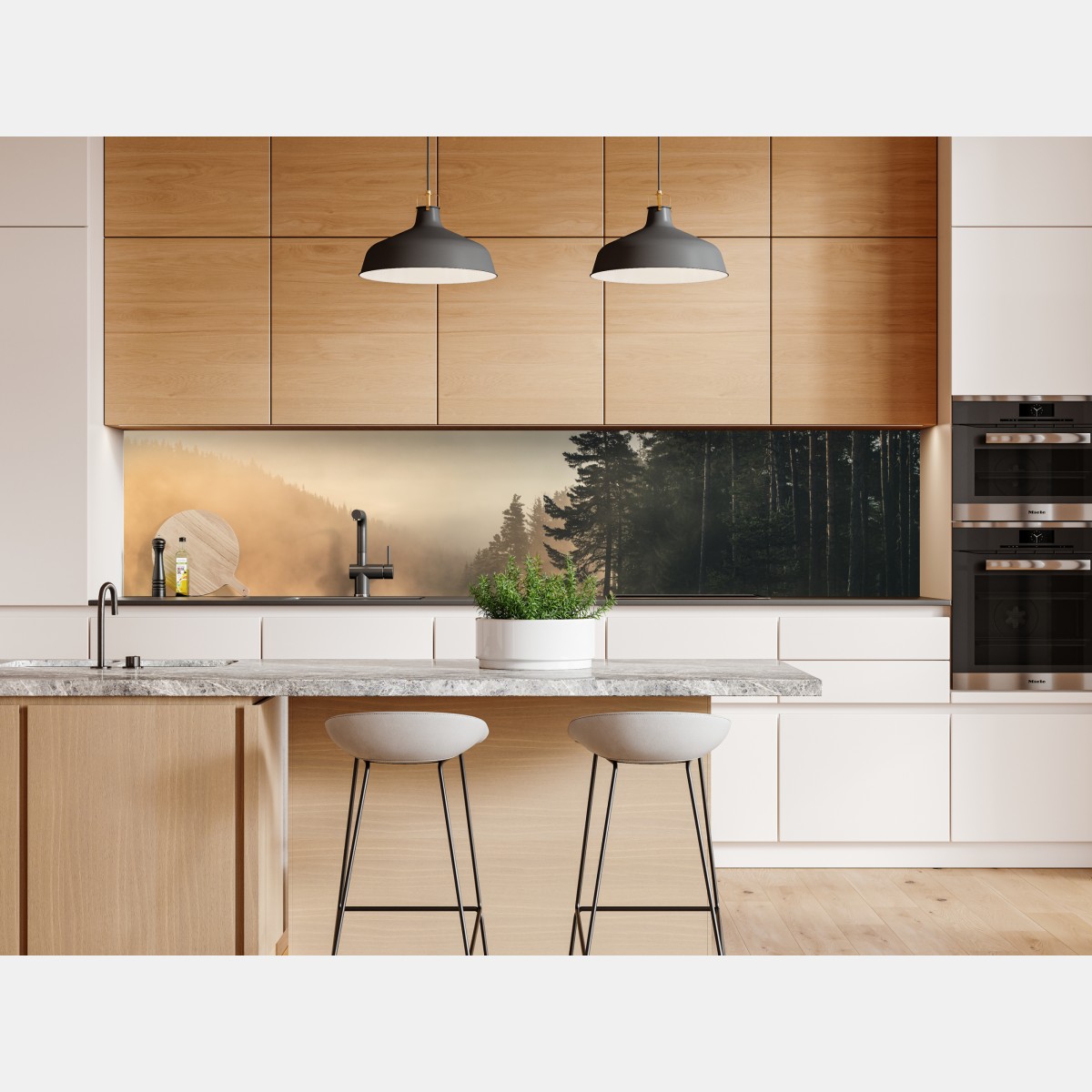 Naklejka repozycjonowalna mglisty wschód słońca nad leśnym jeziorem – Wallissimo® Naklejka repozycjonowalna mglisty wschód słońca nad leśnym jeziorem – Wallissimo®