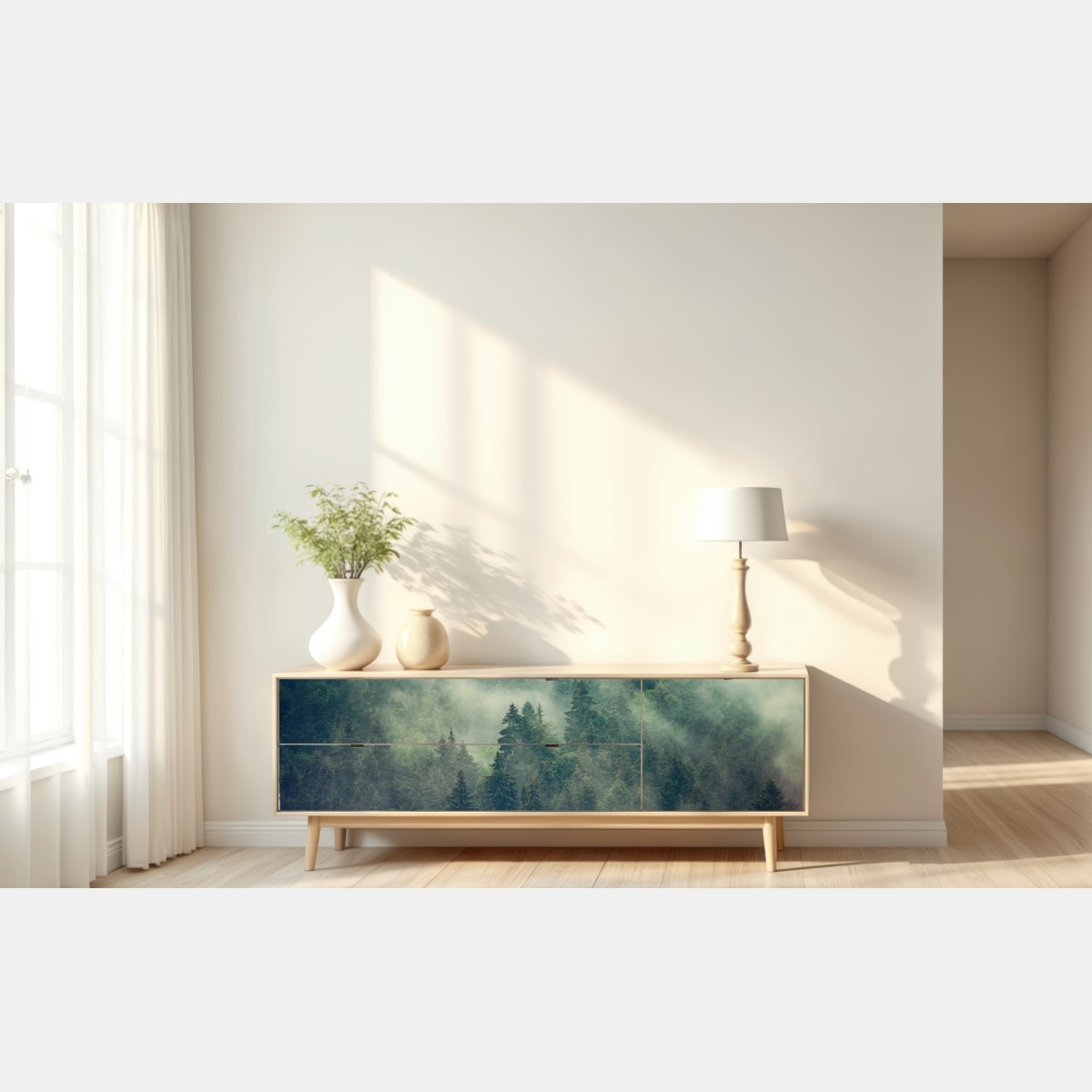 Naklejka repozycjonowalna mglisty wieczniezielony las – Wallissimo® Naklejka repozycjonowalna mglisty wieczniezielony las – Wallissimo®