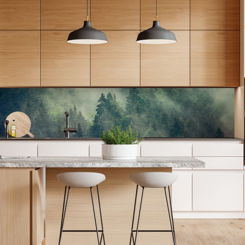 Naklejka repozycjonowalna mglisty wieczniezielony las – Wallissimo® Naklejka repozycjonowalna mglisty wieczniezielony las – Wallissimo®