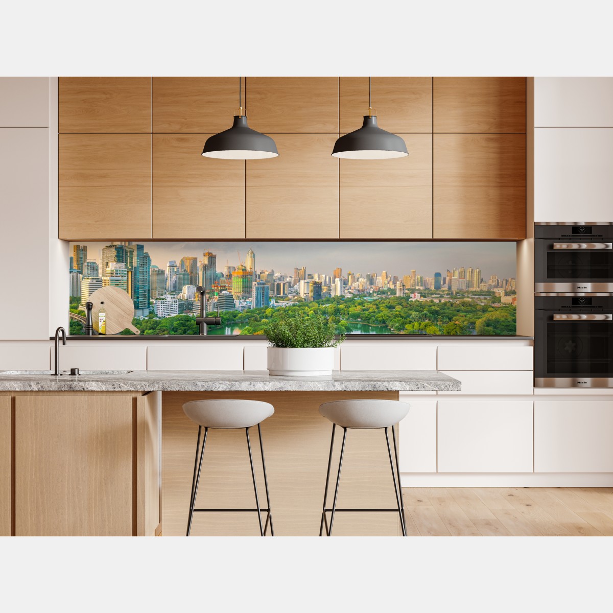 Naklejka repozycjonowalna Bangkok panorama nad parkiem Lumpini – Wallissimo® Naklejka repozycjonowalna Bangkok panorama nad parkiem Lumpini – Wallissimo®