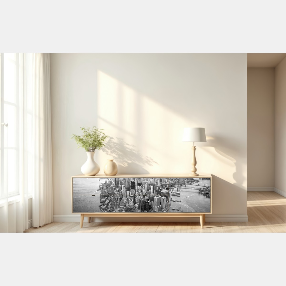 Naklejka repozycjonowalna Manhattan panorama z lotu ptaka – Wallissimo® Naklejka repozycjonowalna Manhattan panorama z lotu ptaka – Wallissimo®