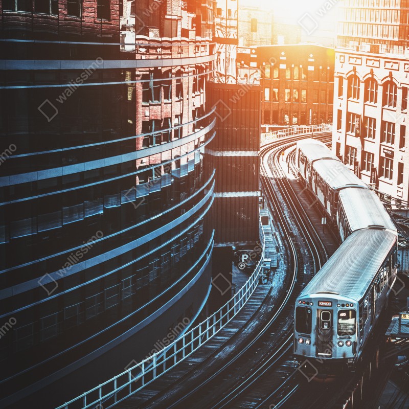 Naklejka repozycjonowalna Chicago kolej nadziemna w centrum – Wallissimo® Naklejka repozycjonowalna Chicago kolej nadziemna w centrum – Wallissimo®