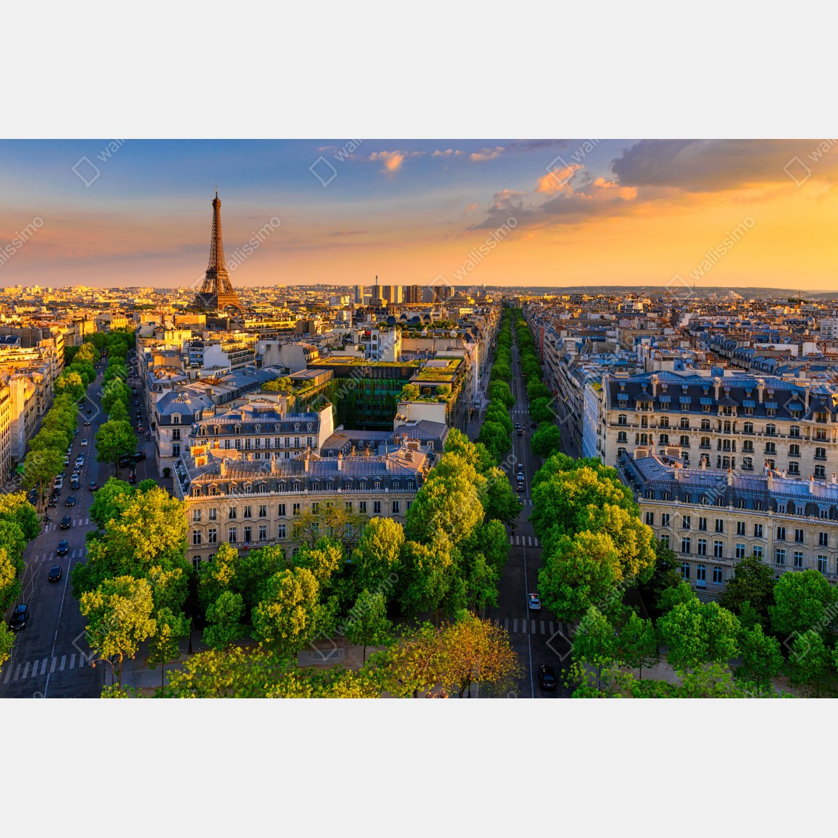 Naklejka repozycjonowalna zachód słońca nad Paryżem z Wieżą Eiffla – Wallissimo® Naklejka repozycjonowalna zachód słońca nad Paryżem z Wieżą Eiffla – Wallissimo®
