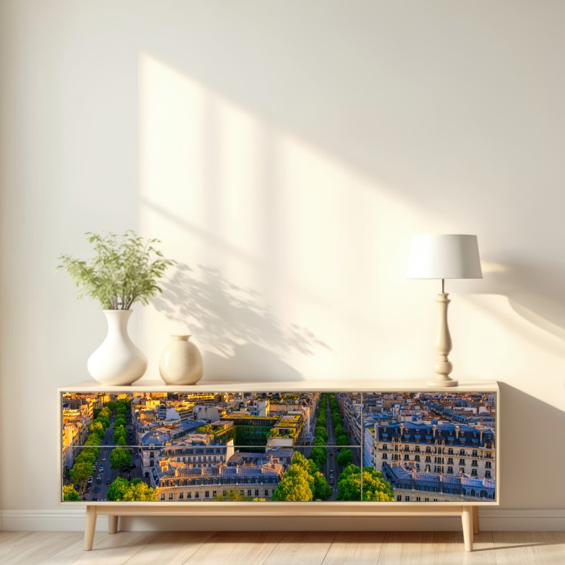 Naklejka repozycjonowalna zachód słońca nad Paryżem z Wieżą Eiffla – Wallissimo® Naklejka repozycjonowalna zachód słońca nad Paryżem z Wieżą Eiffla – Wallissimo®