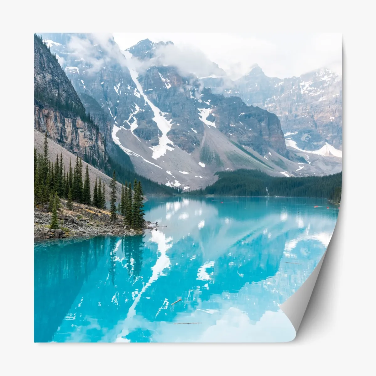 Naklejka repozycjonowalna turkusowe jezioro moraine w Banff – Wallissimo® Naklejka repozycjonowalna turkusowe jezioro moraine w Banff – Wallissimo®