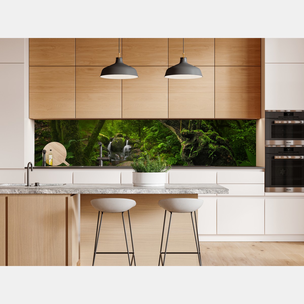 Naklejka repozycjonowalna mchy i strumień w porannym świetle – Wallissimo® Naklejka repozycjonowalna mchy i strumień w porannym świetle – Wallissimo®