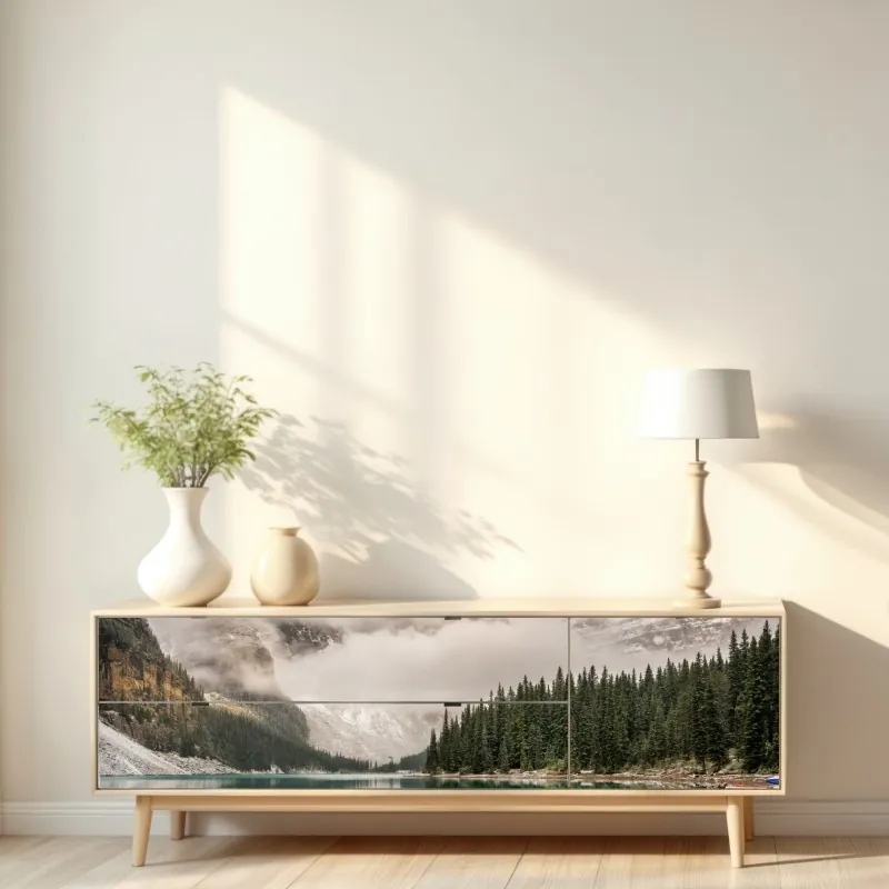 Naklejka repozycjonowalna geometryczna abstrakcja w odcieniach niebieskiego – Wallissimo®