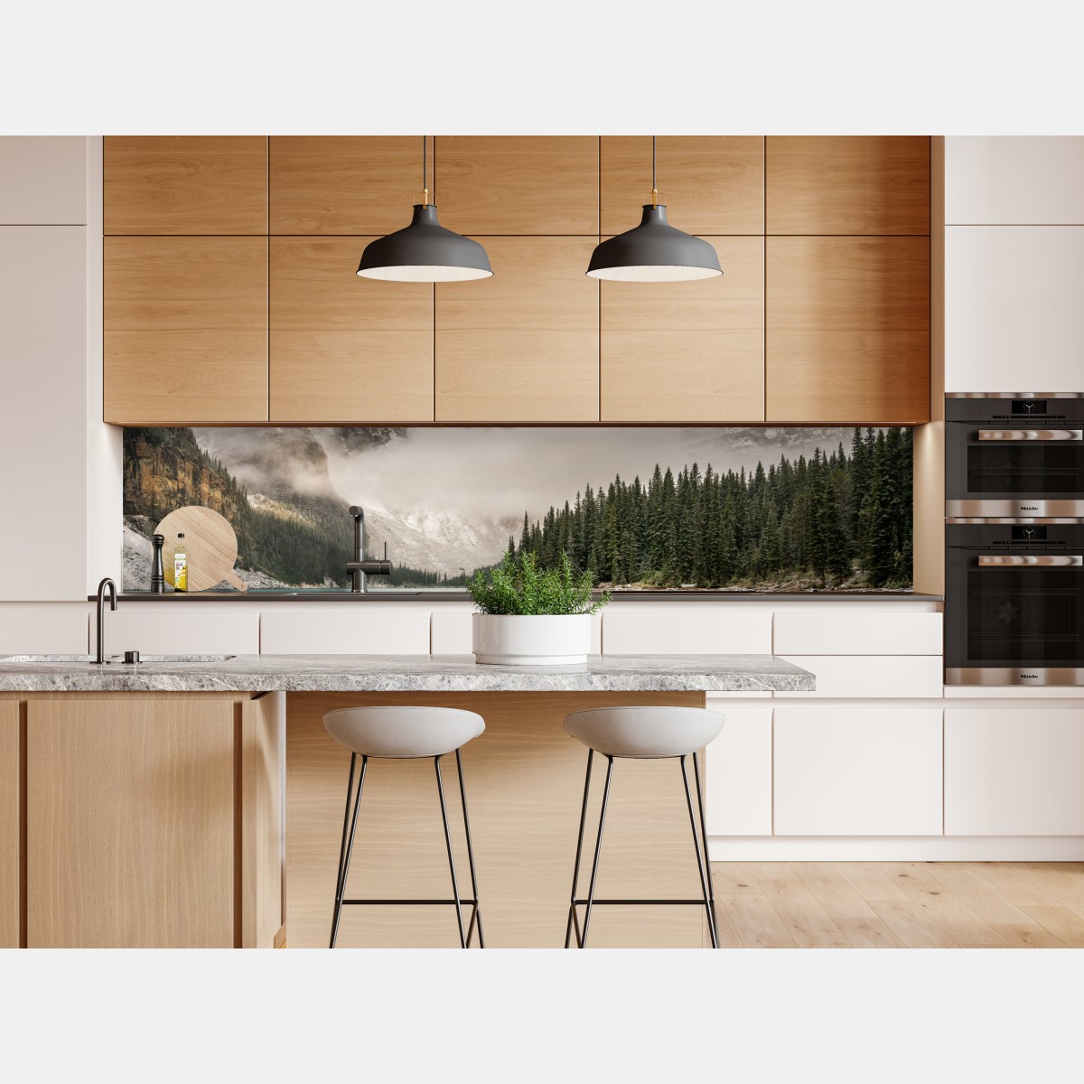 Naklejka repozycjonowalna mglista górska tafla jeziora – Wallissimo® Naklejka repozycjonowalna mglista górska tafla jeziora – Wallissimo®