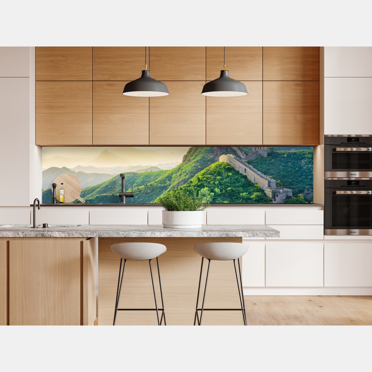 Naklejka repozycjonowalna Wielki Mur o świcie nad zielonymi górami – Wallissimo® Naklejka repozycjonowalna Wielki Mur o świcie nad zielonymi górami – Wallissimo®