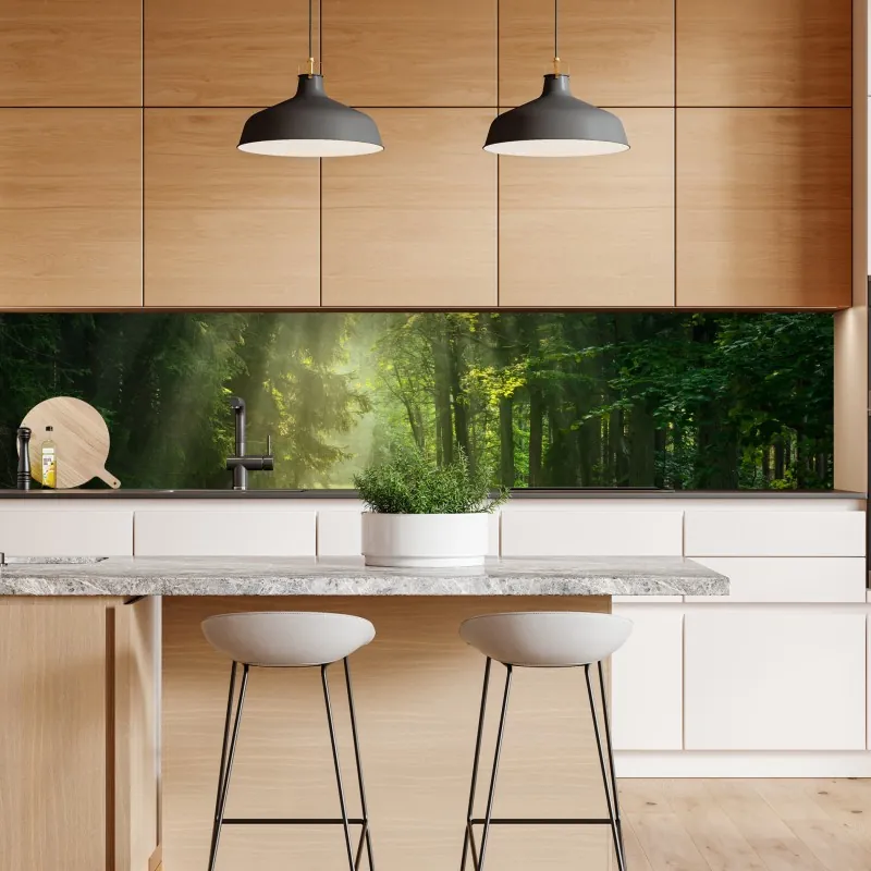 Naklejka repozycjonowalna słoneczna ścieżka w lesie – Wallissimo® Naklejka repozycjonowalna słoneczna ścieżka w lesie – Wallissimo®