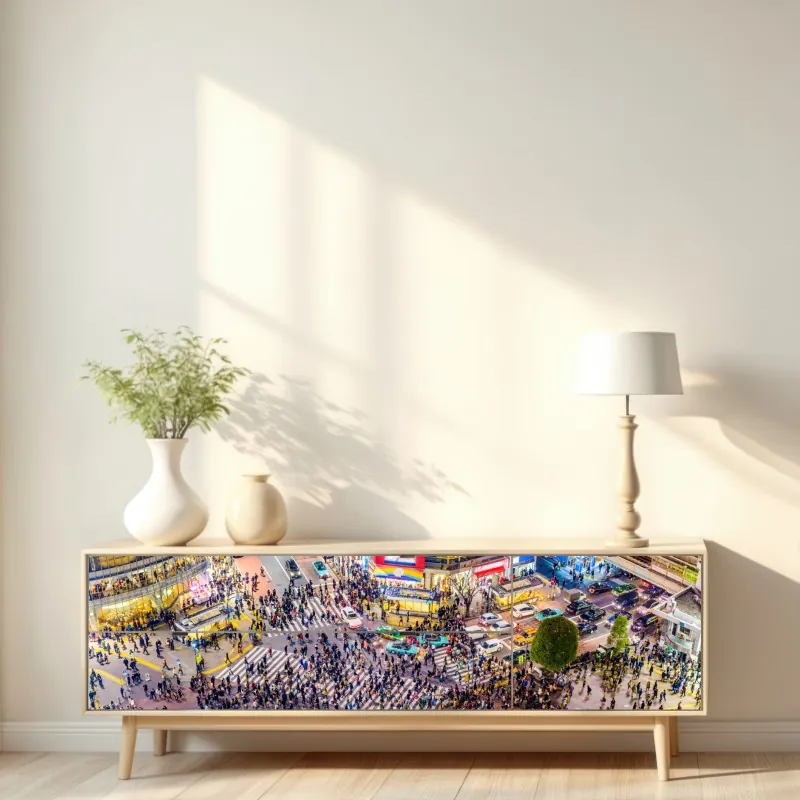 Naklejka repozycjonowalna abstrakcyjny wzór złotych fal – Wallissimo®