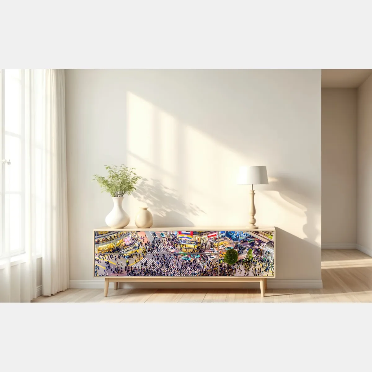 Naklejka repozycjonowalna Shibuya nocne skrzyżowanie – Wallissimo® Naklejka repozycjonowalna Shibuya nocne skrzyżowanie – Wallissimo®