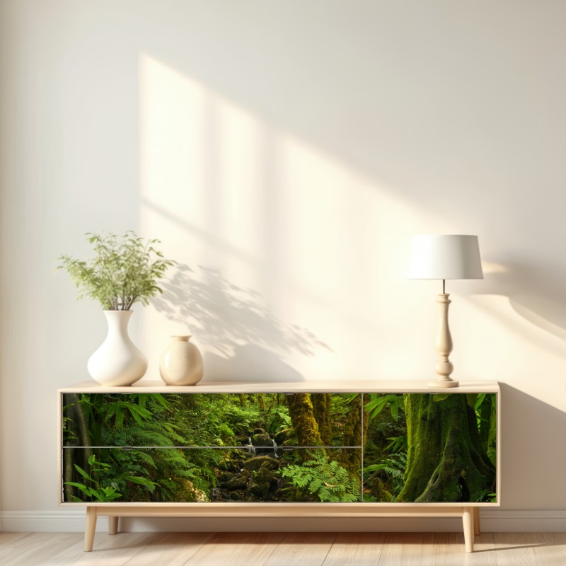 Naklejka repozycjonowalna porośnięty mchem leśny potok – Wallissimo® Naklejka repozycjonowalna porośnięty mchem leśny potok – Wallissimo®