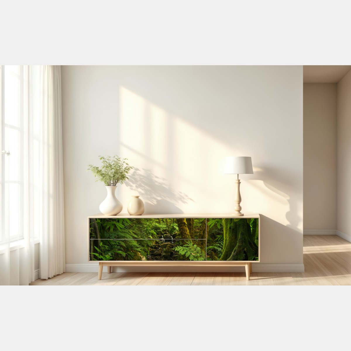 Naklejka repozycjonowalna porośnięty mchem leśny potok – Wallissimo® Naklejka repozycjonowalna porośnięty mchem leśny potok – Wallissimo®