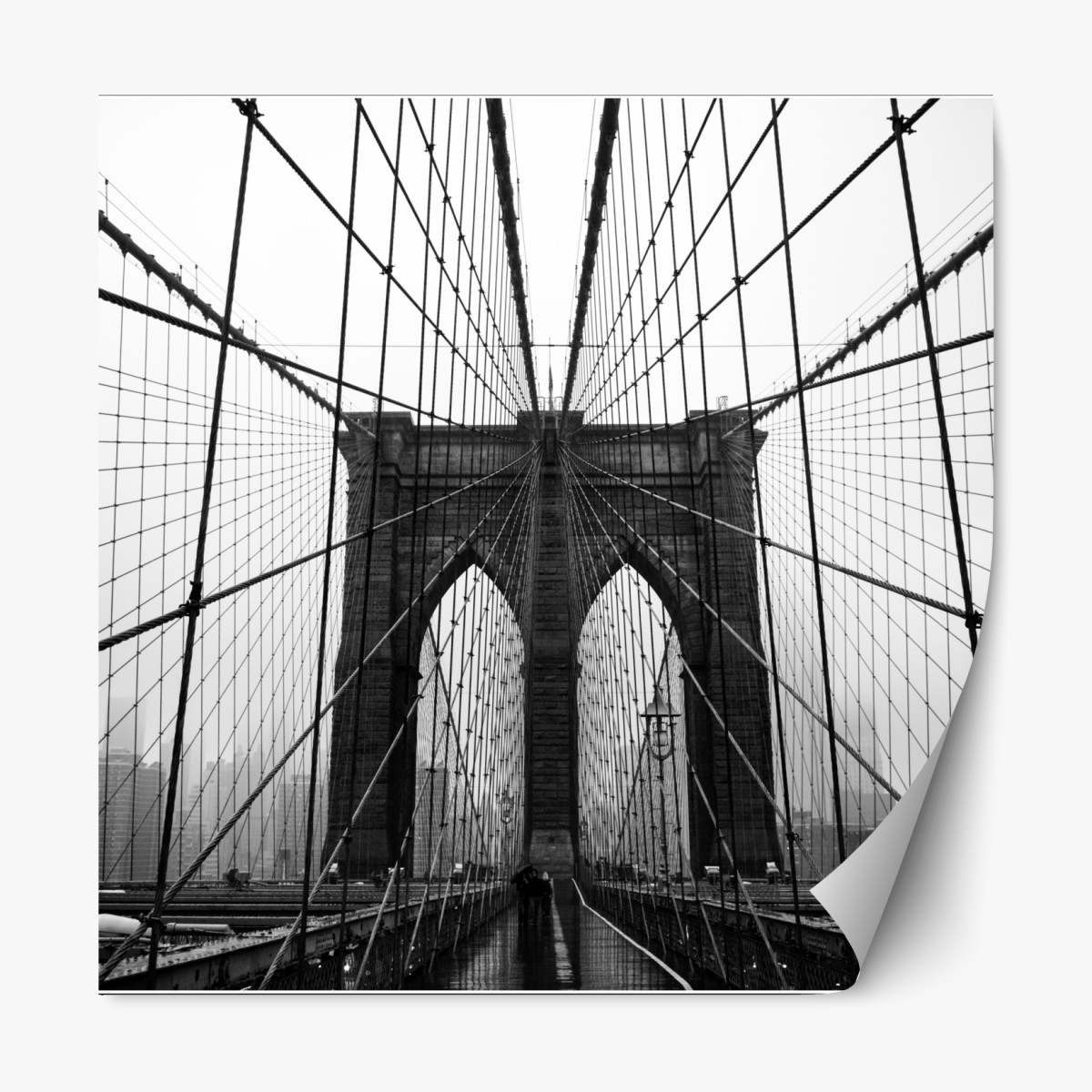 Repositionable sticker Brooklyn Bridge geometric perspective
