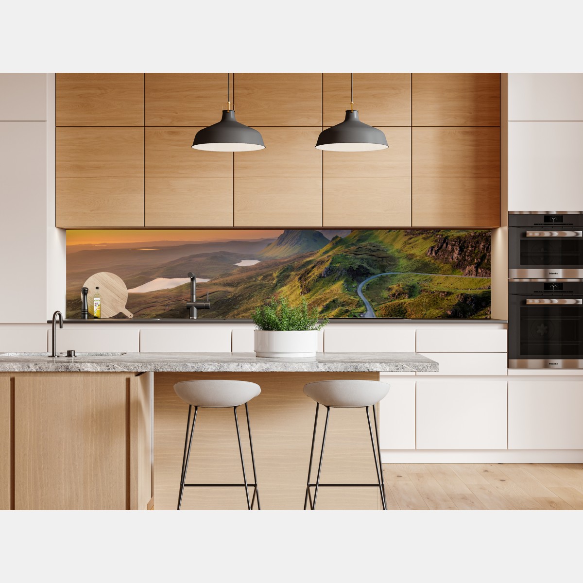 Naklejka repozycjonowalna zachód słońca nad zielonymi wzgórzami – Wallissimo® Naklejka repozycjonowalna zachód słońca nad zielonymi wzgórzami – Wallissimo®