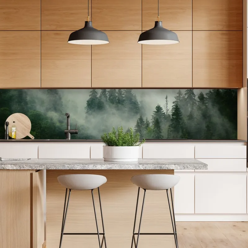 Naklejka repozycjonowalna mglisty iglasty las – Wallissimo® Naklejka repozycjonowalna mglisty iglasty las – Wallissimo®