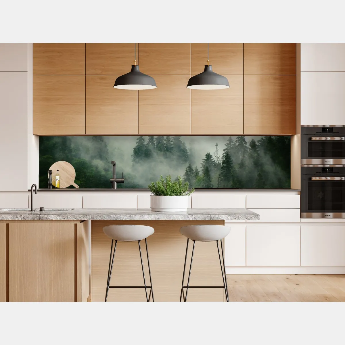 Naklejka repozycjonowalna mglisty iglasty las – Wallissimo® Naklejka repozycjonowalna mglisty iglasty las – Wallissimo®