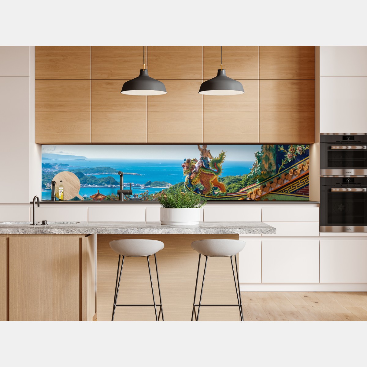 Naklejka repozycjonowalna świątynia z widokiem na wybrzeże Jiufen, Tajwan – Wallissimo® Naklejka repozycjonowalna świątynia z widokiem na wybrzeże Jiufen, Tajwan – Wallissimo®