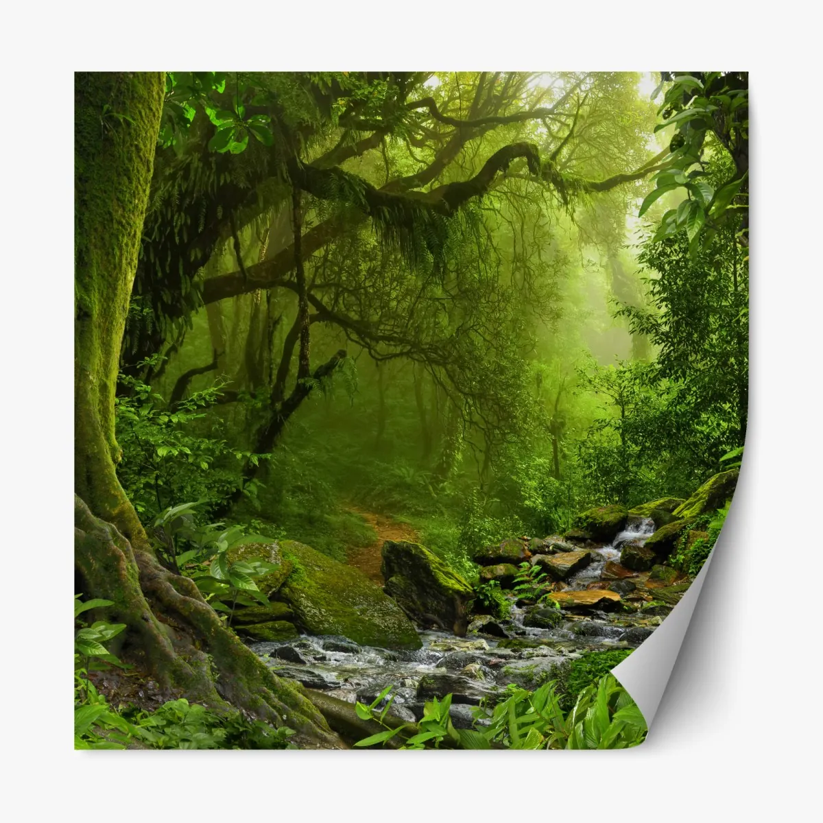 Naklejka repozycjonowalna zaczarowany zielony leśny strumień – Wallissimo® Naklejka repozycjonowalna zaczarowany zielony leśny strumień – Wallissimo®