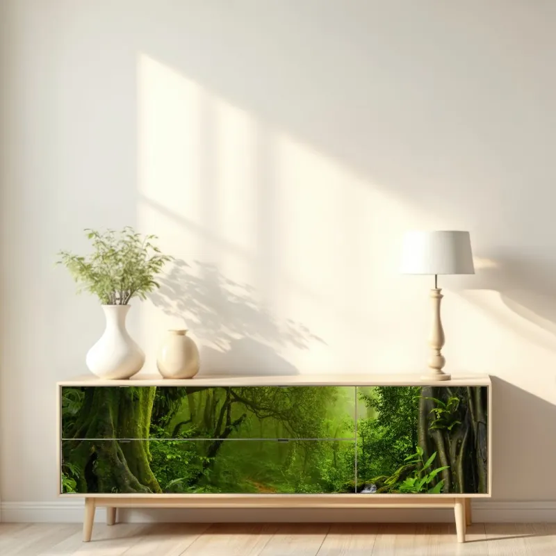 Naklejka repozycjonowalna zaczarowany zielony leśny strumień – Wallissimo® Naklejka repozycjonowalna zaczarowany zielony leśny strumień – Wallissimo®