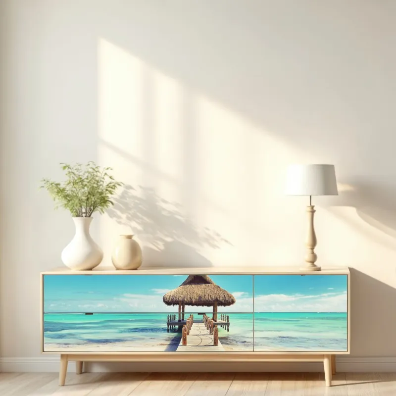 Naklejka repozycjonowalna akwarelowy wzór liści monstery – Wallissimo®