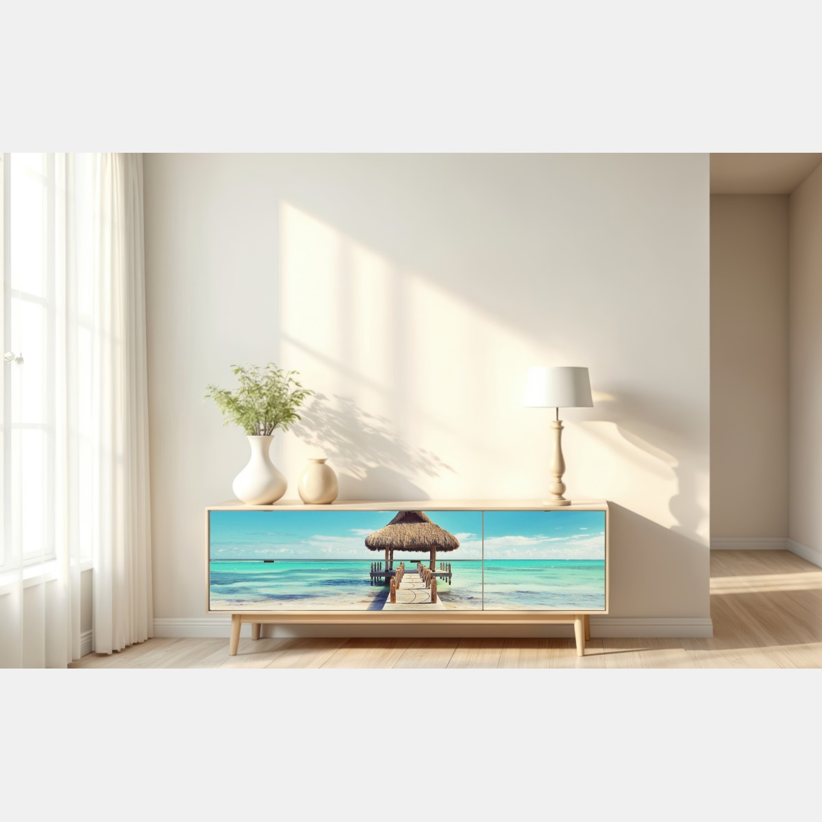 Naklejka repozycjonowalna tropikalny pomost w Punta Cana – Wallissimo® Naklejka repozycjonowalna tropikalny pomost w Punta Cana – Wallissimo®