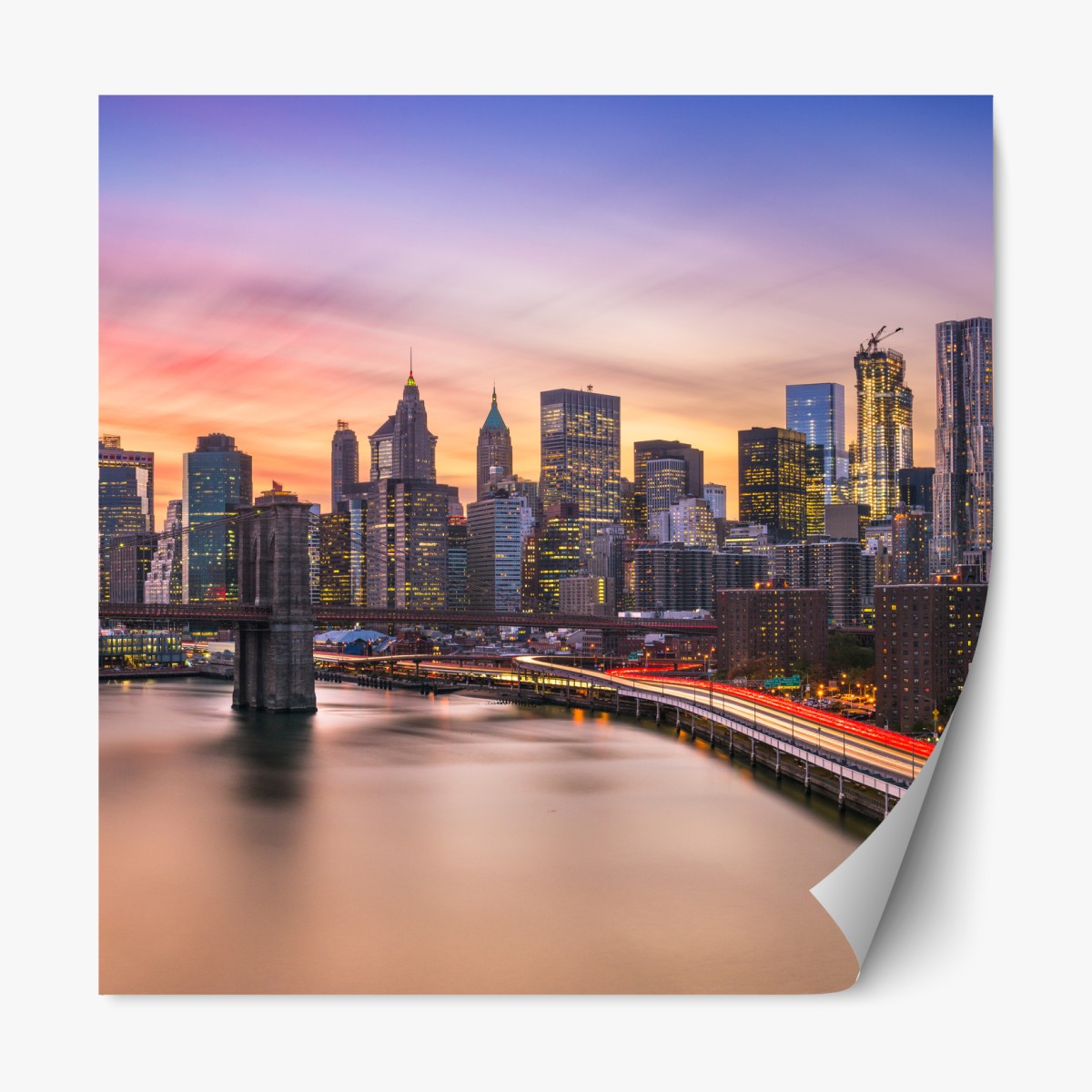 Repositionable sticker New York skyline at sunset