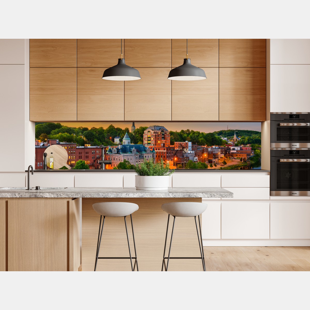 Naklejka repozycjonowalna Augusta panorama miasta przy rzece Kennebec o zachodzie słońca – Wallissimo® Naklejka repozycjonowalna Augusta panorama miasta przy rzece Kennebec o zachodzie słońca – Wallissimo®