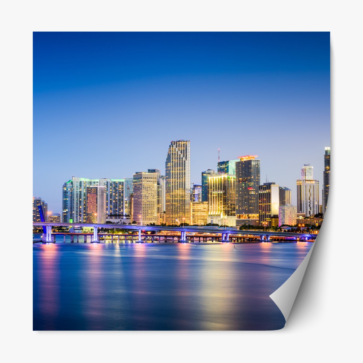 Repositionable sticker Miami downtown skyline at dusk