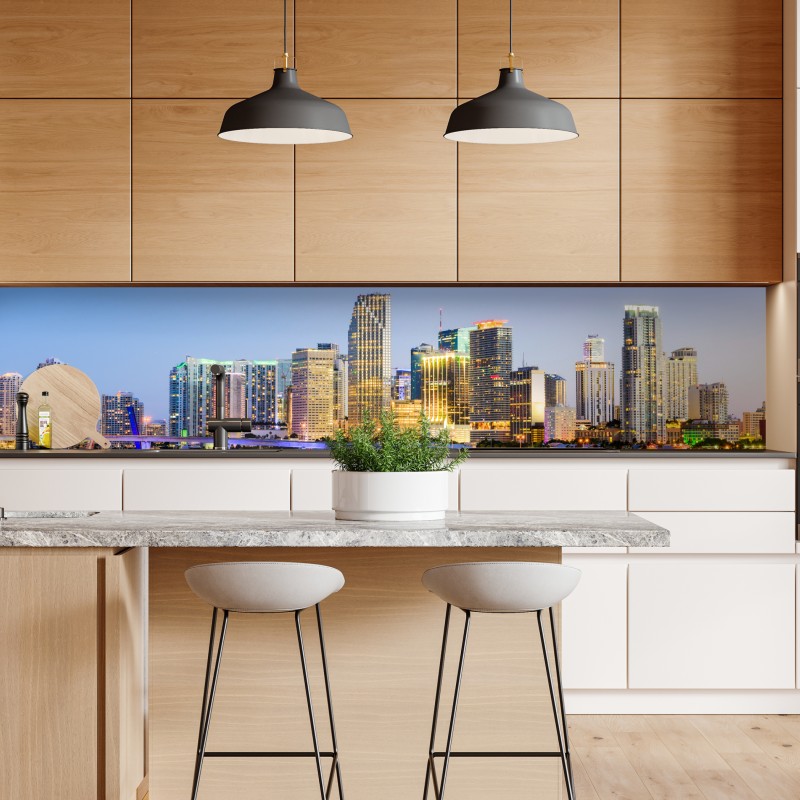 Naklejka repozycjonowalna Miami panorama miasta o zmierzchu – Wallissimo® Naklejka repozycjonowalna Miami panorama miasta o zmierzchu – Wallissimo®