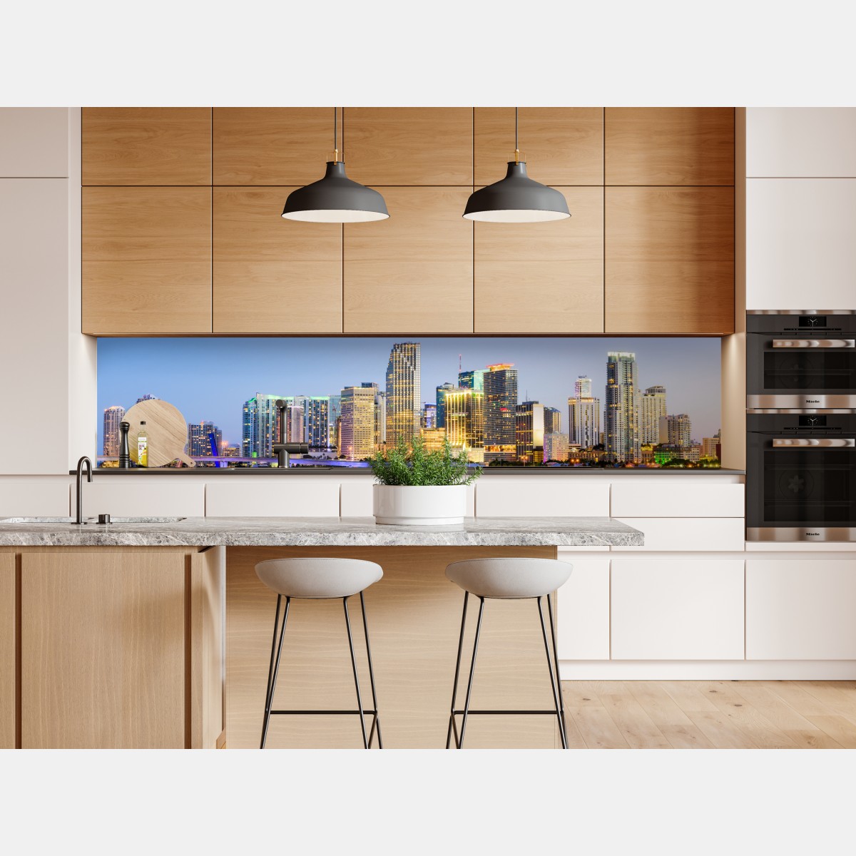 Naklejka repozycjonowalna Miami panorama miasta o zmierzchu – Wallissimo® Naklejka repozycjonowalna Miami panorama miasta o zmierzchu – Wallissimo®