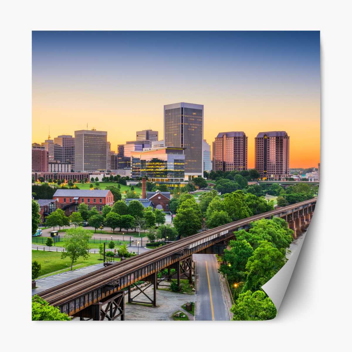 Repositionable sticker Richmond skyline at sunset