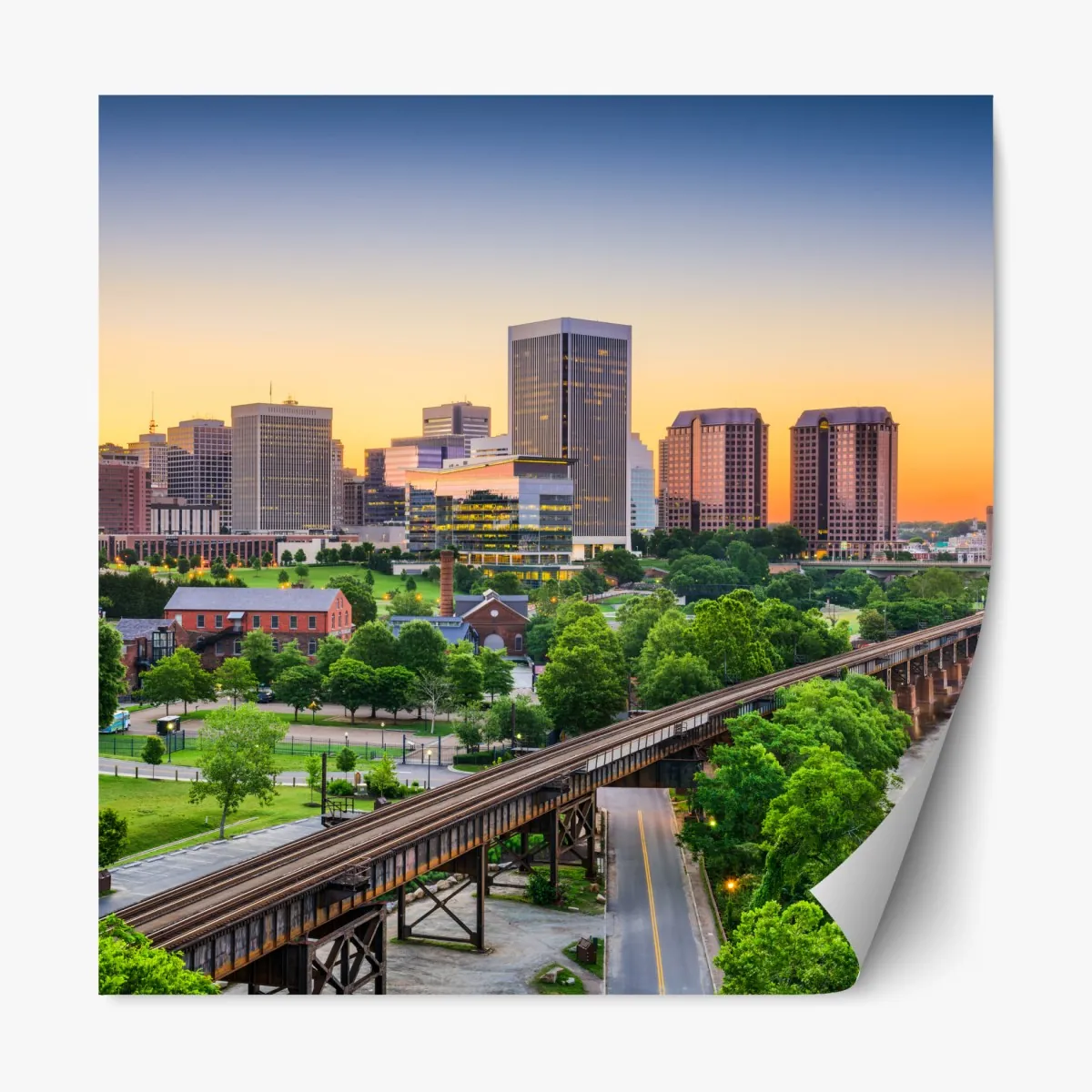 Naklejka repozycjonowalna panorama Richmond o zachodzie słońca – Wallissimo® Naklejka repozycjonowalna panorama Richmond o zachodzie słońca – Wallissimo®