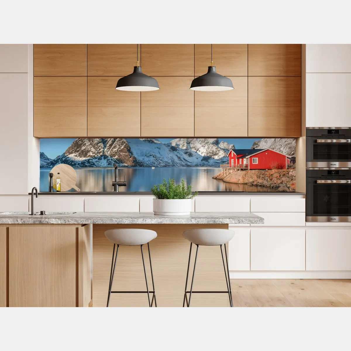 Naklejka repozycjonowalna spokojny zimowy fiord w Reine, Lofoten – Wallissimo® Naklejka repozycjonowalna spokojny zimowy fiord w Reine, Lofoten – Wallissimo®