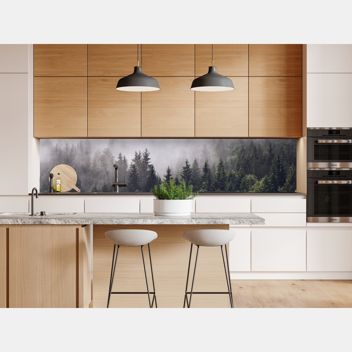 Naklejka repozycjonowalna mglisty las iglasty na górskim zboczu – Wallissimo® Naklejka repozycjonowalna mglisty las iglasty na górskim zboczu – Wallissimo®