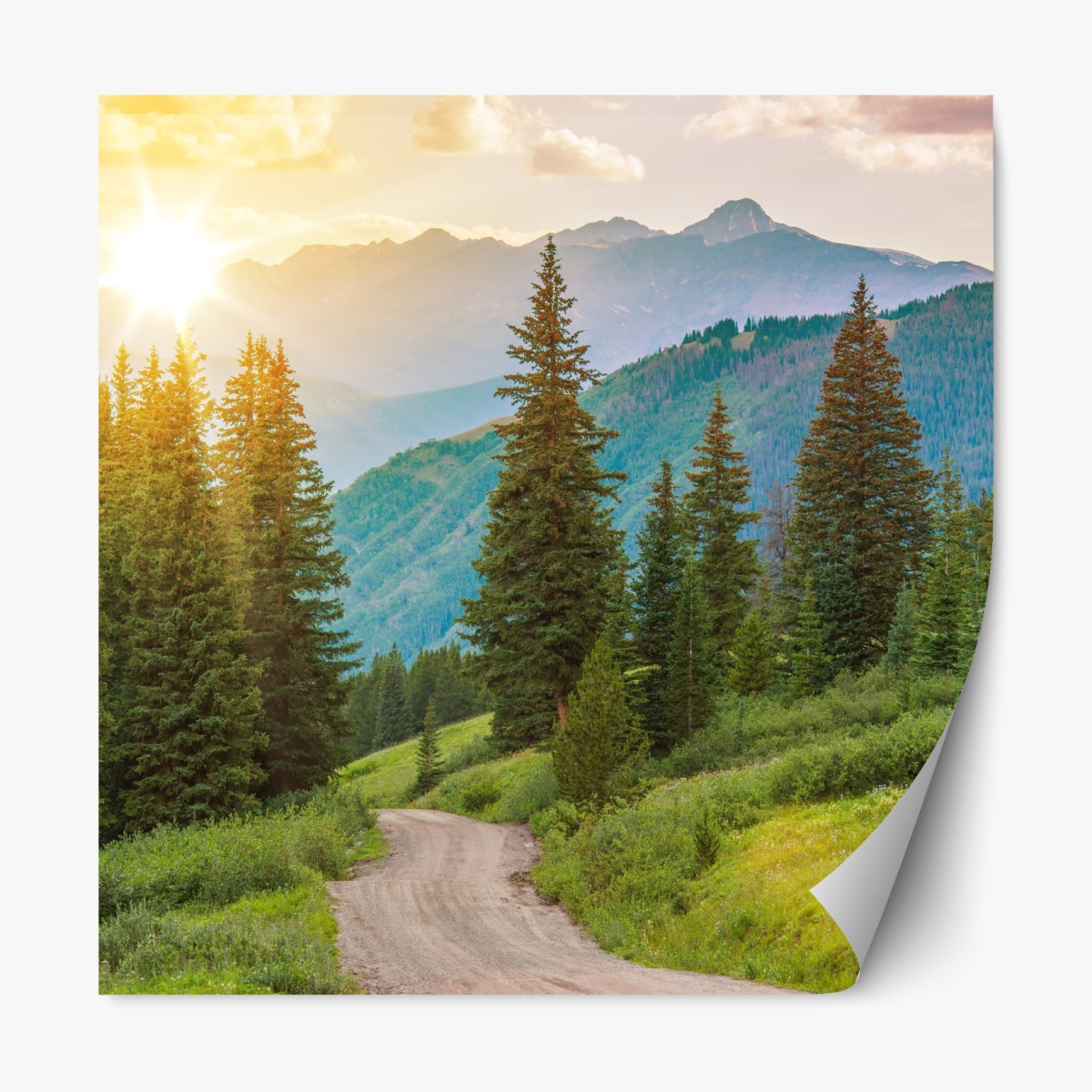 Repositionable sticker Colorado mountain sunrise trail