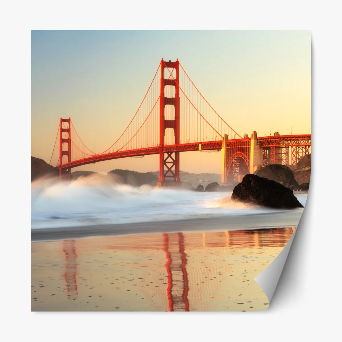 Naklejka repozycjonowalna most Golden Gate o zachodzie słońca – Wallissimo® Naklejka repozycjonowalna most Golden Gate o zachodzie słońca – Wallissimo®