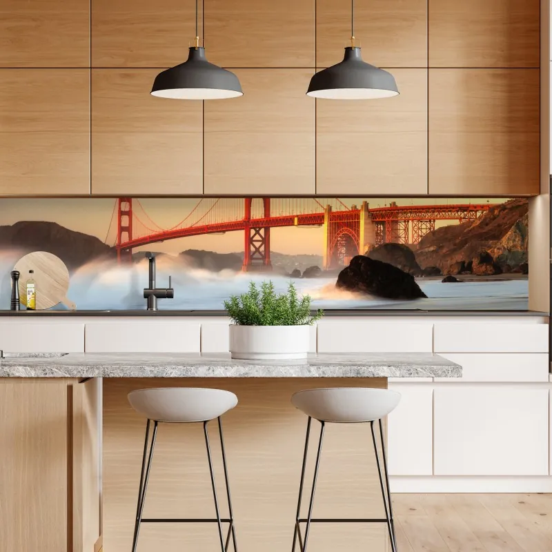 Naklejka repozycjonowalna zimowa mgła nad lasem iglastym – Wallissimo®