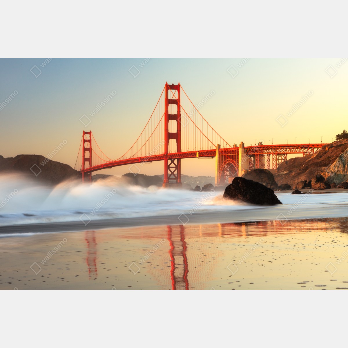 Naklejka repozycjonowalna most Golden Gate o zachodzie słońca – Wallissimo® Naklejka repozycjonowalna most Golden Gate o zachodzie słońca – Wallissimo®