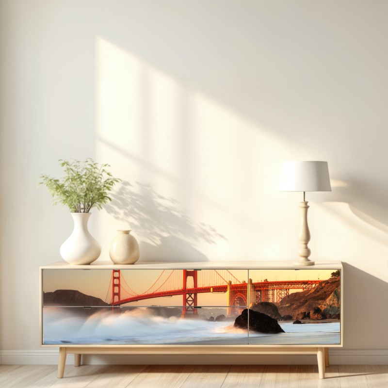 Naklejka repozycjonowalna most Golden Gate o zachodzie słońca – Wallissimo® Naklejka repozycjonowalna most Golden Gate o zachodzie słońca – Wallissimo®