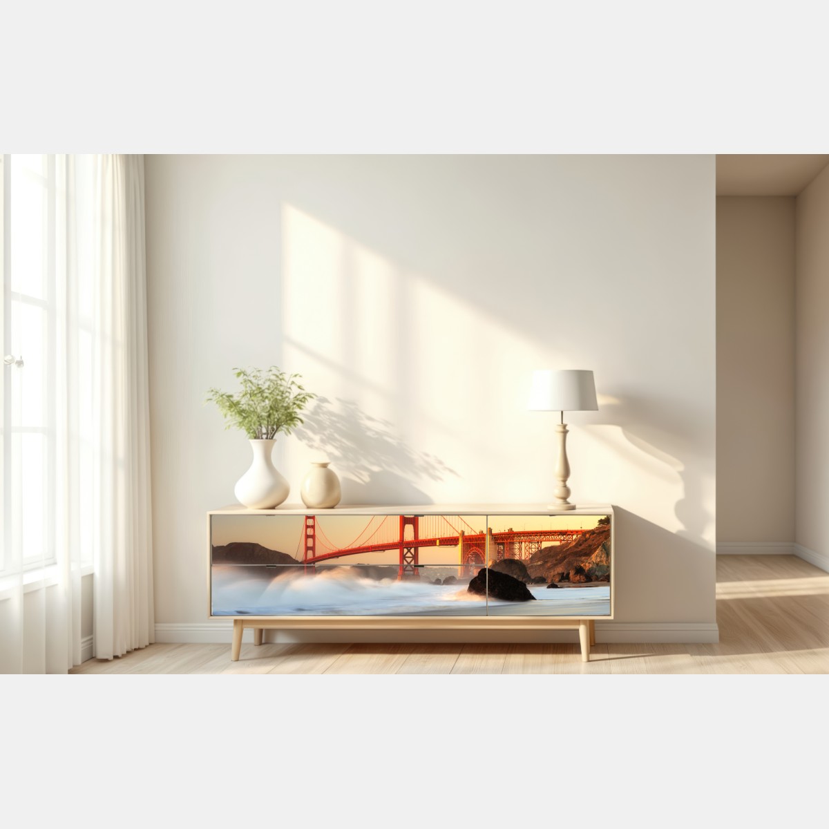 Naklejka repozycjonowalna most Golden Gate o zachodzie słońca – Wallissimo® Naklejka repozycjonowalna most Golden Gate o zachodzie słońca – Wallissimo®