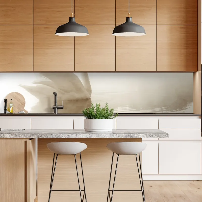 Naklejka repozycjonowalna elegancki łabędź we mgle – Wallissimo® Naklejka repozycjonowalna elegancki łabędź we mgle – Wallissimo®