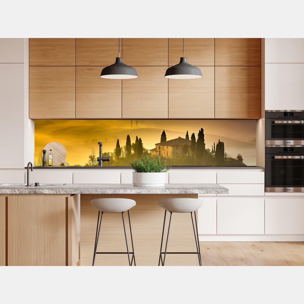 Naklejka repozycjonowalna Toskania o świcie nad złotymi wzgórzami – Wallissimo® Naklejka repozycjonowalna Toskania o świcie nad złotymi wzgórzami – Wallissimo®