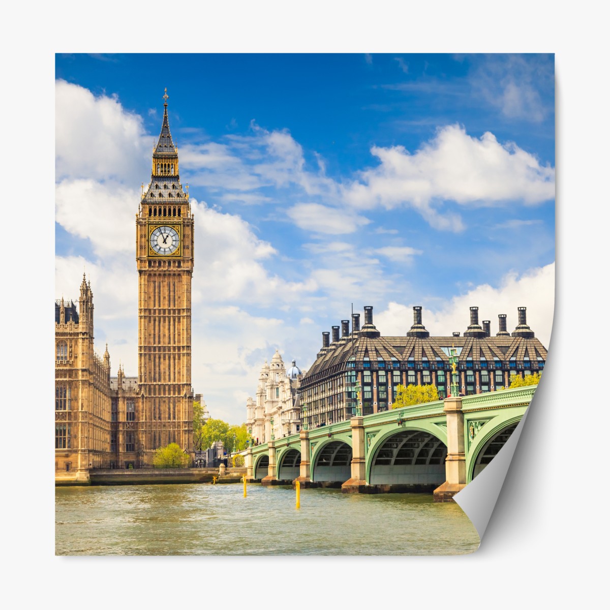 Repositionable sticker London skyline with Big Ben and Westminster Bridge