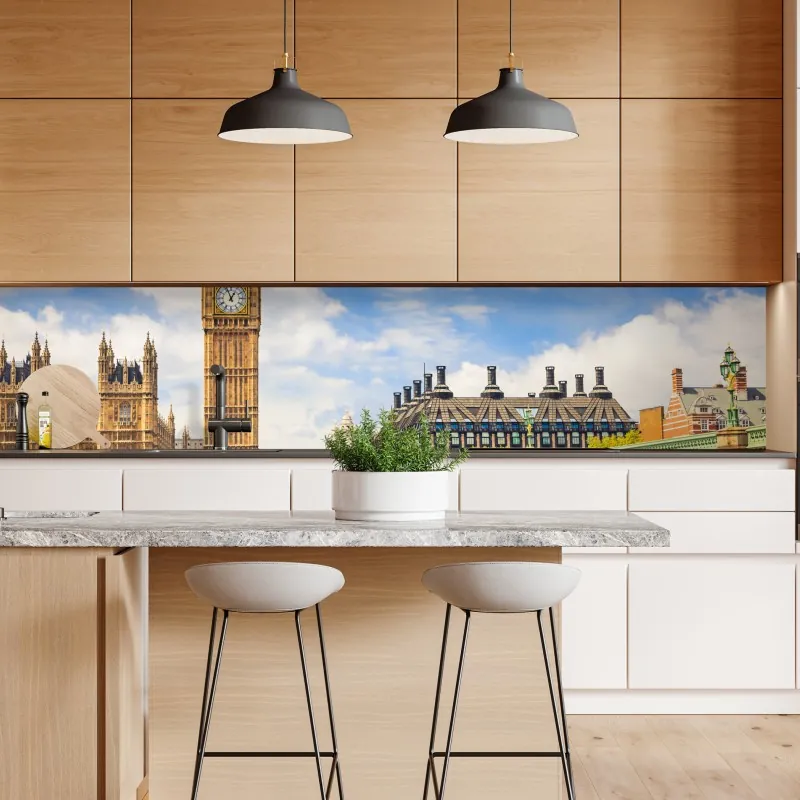 Naklejka repozycjonowalna widok Londynu z wieżą zegarową Big Ben i mostem Westminster – Wallissimo® Naklejka repozycjonowalna widok Londynu z wieżą zegarową Big Ben i mostem Westminster – Wallissimo®