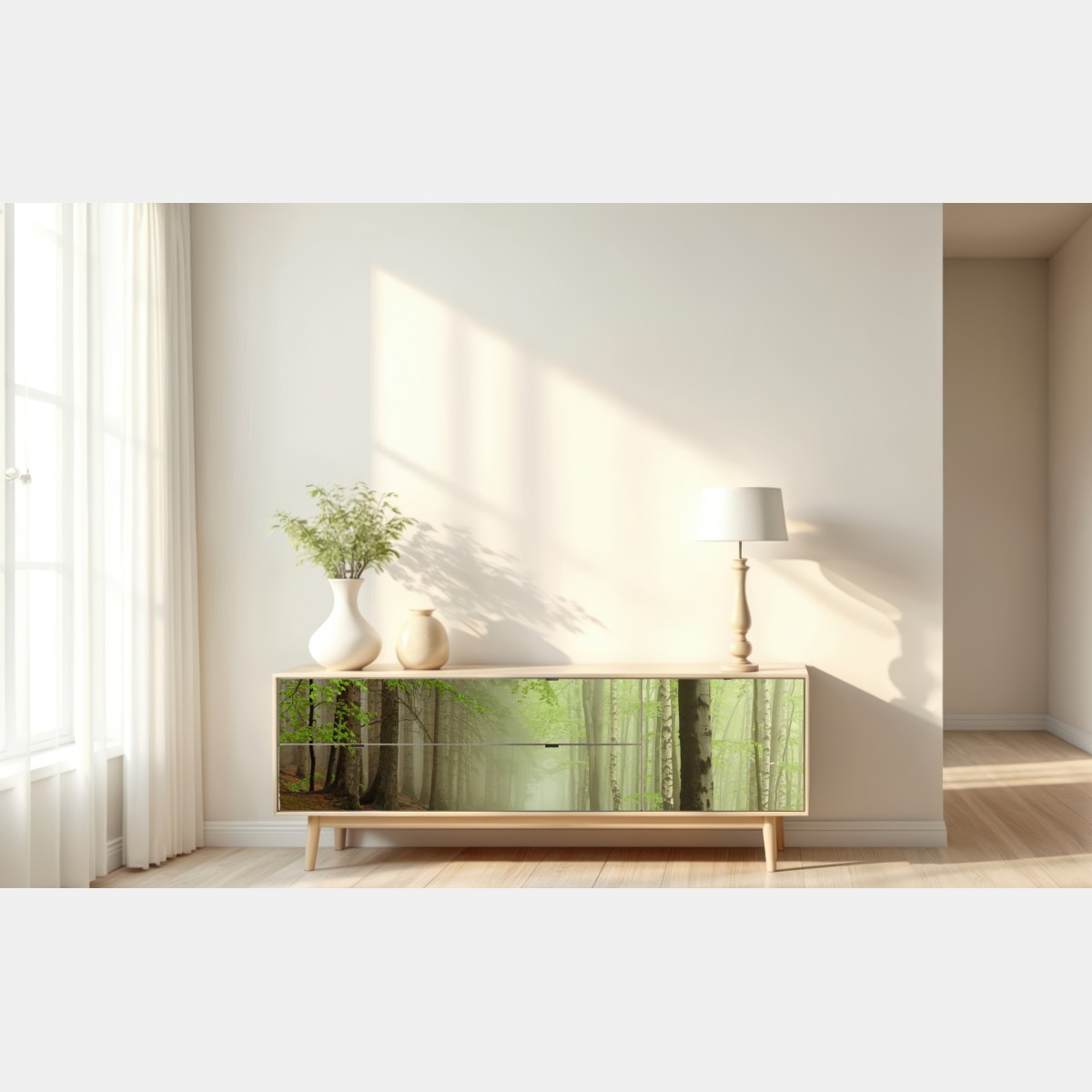 Naklejka repozycjonowalna mglisty leśny szlak – Wallissimo® Naklejka repozycjonowalna mglisty leśny szlak – Wallissimo®